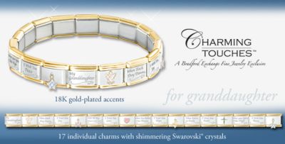 My Granddaughter, I Wish You Italian Charm Bracelet: Granddaughter Jewelry Gift - Best Wishes! Granddaughter Italian Charm Bracelet Boasts 17 Charms, Colored Swarovski Crystals! Granddaughter Keepsake Gift