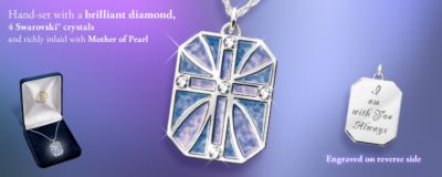 With You Always Diamond And Mother Of Pearl Cross Pendant Necklace: Religious Jewelry Gift - Exclusive Diamond and Mother of Pearl Cross Pendant Necklace! Inspirational Jewelry Gift Bears "With You Always" Message