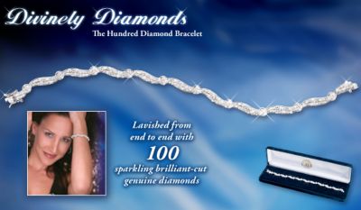 Sterling Silver Divinely Diamonds Bracelet Romantic Jewelry Gift For Her - Sterling Silver Diamond Bracelet a Romantic Jewelry Gift for Her with 100 Brilliant-cut, Pave-set Genuine Diamonds! Exclusive