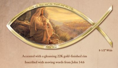 Click here to buy Greg Olsen Biblical Art Icthus Fish-Shaped Wall Hanging... by The Bradford Exchange.