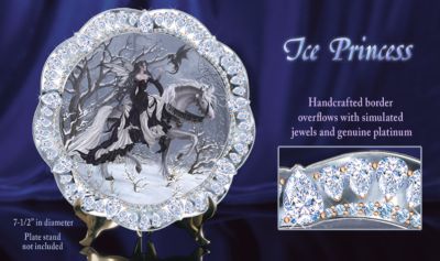 The Ice Princess Fantasy Art Collector Plate: Unique Home Decor - Fantasy Art Collector Plate Portrays Ice Princess on Prancing Stallion! Unique Home Decor by Fantasy Artist Nene Thomas