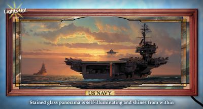 Dawn Of Freedom Collectibles US Navy Wall Decor - US Navy Wall Decor Lets Freedom Dawn with Illuminated Portrait of Naval Might. Exclusive Stained Glass Art is 2 Wide