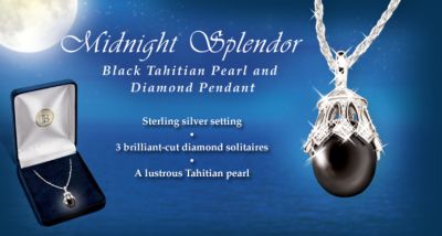 Black Tahitian Pearl & Diamond Sterling Silver Pendant Necklace Jewelry Gift For Her - Black Pearl Sterling Silver Diamond Pendant Necklace Exudes Elegance and Mystery! The Perfect Exclusive Jewelry Gift for Her!