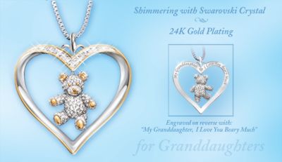 Granddaughter I Love You Teddy Bear Heart Pendant Necklace: Gift For Granddaughter - Exclusive Heart-shaped Granddaughter Pendant Necklace with Teddy Bear Charm, Swarovski® Crystals! Granddaughter Gift