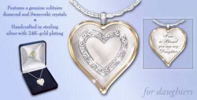 My Daughter, My Blessing Heart Shaped Pendant Necklace: Gift For Daughter - Sterling Silver Heart-Shaped Pendant Necklace with Swarovski&reg; Crystals and Diamond! Exclusive Jewelry Gift for Daughter