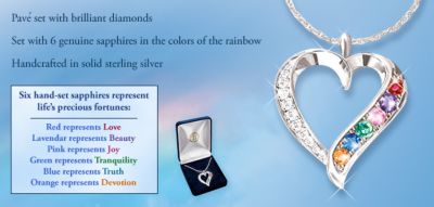 A Rainbow Of Sapphires & Diamonds Pendant Necklace