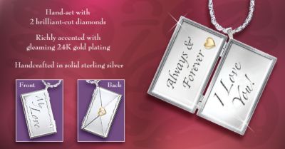 Always & Forever, I Love You Engraved Letter Locket Diamond Necklace: Romantic Jewelry Gift - Exclusive Engraved Letter Locket Diamond Necklace Says "I Love You!" to Someone Close to Your Heart! Romantic Jewelry Gift!