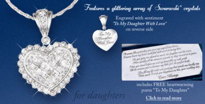 Precious Daughter, Perfect Bride Heart Pendant Necklace