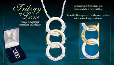 Trilogy Of Love Circle Diamond Pendant Necklace: Sentimental Family Jewelry Gift - Circle Diamond Pendant Necklace Joins the Generations of Your Family! Exclusive Heirloom Gift with 9 Genuine Diamonds!