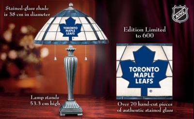 Toronto Maple Leafs&reg; Stained-Glass Table Lamp - First Toronto Maple Leafs&reg; Stained-Glass Table Lamp Shows Your Team Pride! Unique Home Decor for Hockey Fans!