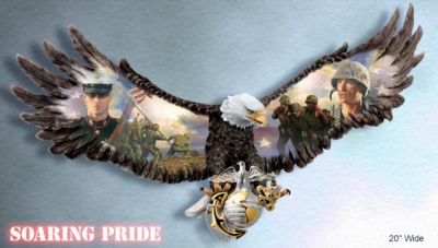 USMC Tribute Soaring Pride Eagle, Globe And Anchor Wall Decor - Exclusive USMC Collectible Eagle Wall Art! Patriotic Home Decor Tribute to the Courage and Bravery of Every Marine