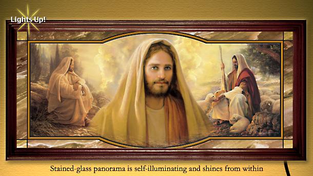 Click here to buy Jesus Christ Stained Glass Portrait by The Bradford Exchange.