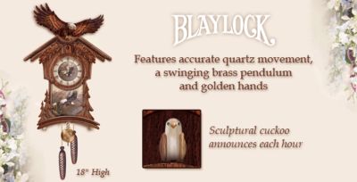 Timeless Majesty Collectible Cuckoo Clock With Bald Eagle Art - Cuckoo Clock with Bald Eagle Art Sends Spirits Soaring! Exclusive Limited Edition by Wildlife Artist Ted Blaylock!