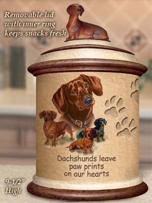 The Bradford Exchange Tail Waggin' Treats: Dachshund Stoneware Treat Canister Gift For Dog Lover