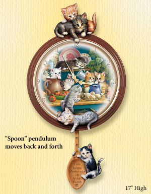 The Bradford Exchange Kitchen Capers Cat Art Decorative Wall Clock Gift Idea