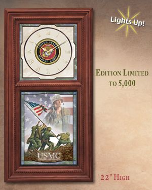 Click here to buy Light Of Freedom USMC Collectible Wall Clock by The Bradford Exchange.