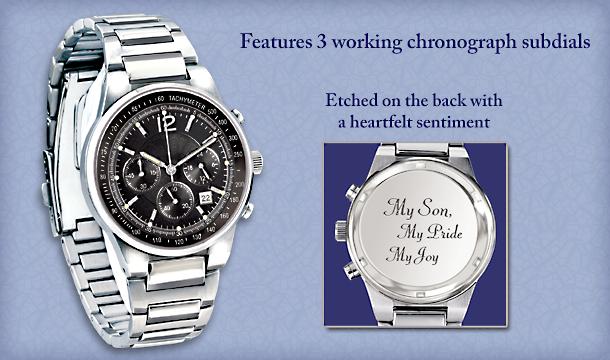 My Son, My Pride And Joy Stainless Steel Chronograph Mens Wrist Watch: Gift For Sons - Exclusive Stainless Steel Chronograph Watch! Jewelry Christmas Gift for a Son! A Timeless Expression of Pride and Joy!