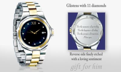 Timeless Love Stainless Steel Mens Watch: Romantic Jewelry Gift For Him - Stainless Steel Mens Watch Christmas Gift is Unique Way to Show Your Love! Romantic Jewelry Gift! 11 Diamonds!