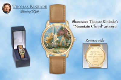 Thomas Kinkade Faith For All Time Inspirational Art Watch - Thomas Kinkade Inspirational Art Watch! Exclusive Fine Inspirational Jewelry, Makes a Perfect Collectible Inspirational Gift!