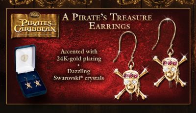 Pirates Of The Caribbean At Worlds End Earrings With Swarovski Crystals - Sparkling Swarovski Crystal Pirates of the Caribbean Earrings Make Bountiful Pirate Jewelry Earrings Gift for Halloween!