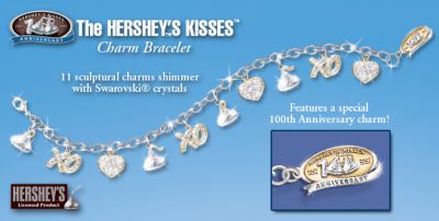 Hersheys Kisses Chocolate Lover Charm Bracelet: Jewelry Gift For Her - HERSHEYS KISSES 100th Anniversary Charm Bracelet with Swarovski&reg; Crystals! Sweet Jewelry Gift for Her