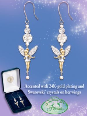 The Bradford Exchange Disney Tinker Bell Dazzle Beaded Dangle Earrings: Jewelry Gift