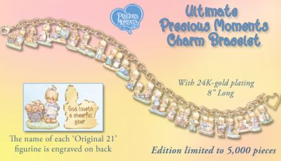 Precious Moments Characters 24K Gold-Plated Ultimate Charm Bracelet - Precious Moments Charm Bracelet Showcases 21 Charms Representing First Precious Moments Characters! Edition Limited to 5,000!