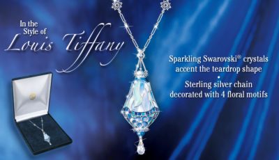 Click here to buy Era Of Louis Tiffany Style Teardrop Pendant Necklace With... by The Bradford Exchange.