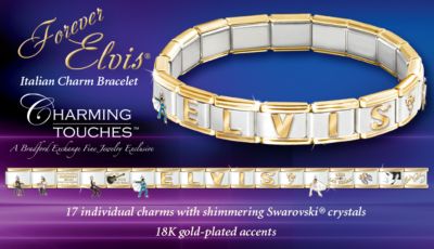 Forever Elvis Italian Charm Bracelet: Elvis Presley Jewelry Gift