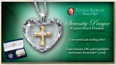 Thomas Kinkade Serenity Prayer Crystal Heart Pendant Necklace: Inspirational Jewelry Gift - Exclusive Thomas Kinkade Religious Crystal Heart Pendant Necklace Inspired by the Serenity Prayer! Inspirational Jewelry Gift