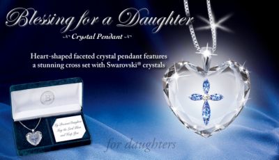Blessing For A Daughter Crystal Heart Pendant Necklace