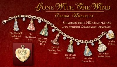 Gone With The Wind Swarovski Crystal Charm Bracelet - Exclusive Gone With the Wind Charm Bracelet Boasts 7 Swarovski® Crystal Charms of Scarlett OHara Costumes