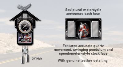 Motorcycle-Themed Collectible Wooden Cuckoo Clock: Time Of Freedom - Its Time to Ride with Exclusive Motorcycle-themed Cuckoo Clock! Unique Wall Decor Celebrates the Open Road in Market First!
