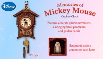 Disney Memories Of Mickey Mouse Wooden Wall Cuckoo Clock: Disney Mickey Mouse Wall Decor - Mickey Time! Vintage-Style Disney Mickey Mouse Cuckoo Clock Celebrates Movie Magic! Classic Mickey Mouse Decor!