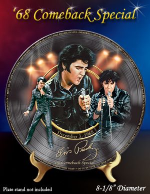 Click here to buy Elvis Presley '68 Comeback Special Record-Shaped Porcelain... by The Bradford Exchange.