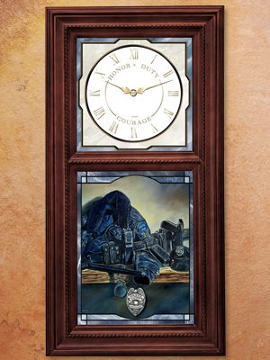 The Bradford Exchange Honor Duty Courage Police Tribute Wall Clock