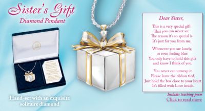 Sisters Gift Of Love Sterling Silver & Diamond Pendant Necklace: Jewelry Gift For Sisters - Bonds of Sisterhood! Pendant Necklace for Sisters Sparkles with a Solitaire Diamond! Exclusive Jewelry Gift for Sisters