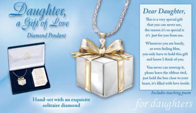 Daughter Gift Of Love Diamond Pendant Necklace