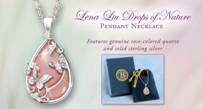 Lena Liu Rose-Colored Quartz Pendant Necklace: Drops Of Nature - Teardrop Rose-Colored Quartz Pendant Necklace Designed by Artist Lena Liu! Handcrafted with Solid Sterling Silver Accents!