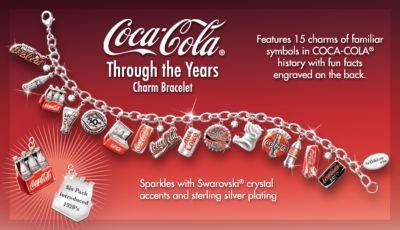 The Ultimate COCA-COLA Through The Years Charm Bracelet - Exclusive, Engraved COCA-COLA&reg; Charm Bracelet Celebrates the COKE&reg; Story! Sterling Silver and Swarovski Crystals!