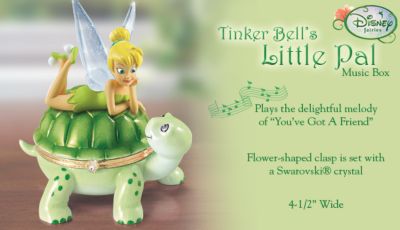 Disney Tinker Bells Little Pal Turtle Music Box - Sparkling Disney Tinker Bell Music Box! Heirloom Porcelain&reg; Turtle, Swarovski Crystal and Limoges-Style Hinge!