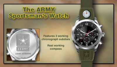The Army Sportsmans Watch - Sportsmans Dream! U.S. Army Watch is Precision Timepiece with Genuine Working Compass! Ideal Gift for Army Soldiers