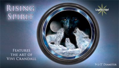 Illuminated Wolf-Themed Crystalline Sculpture Wall Decor: Rising Spirit - Wolf-themed Wall Art! A Masterpiece of Crystalline Sculpture, Hypnotic Art and Wilderness Lights! Ideal Gift for Wolf Lovers!