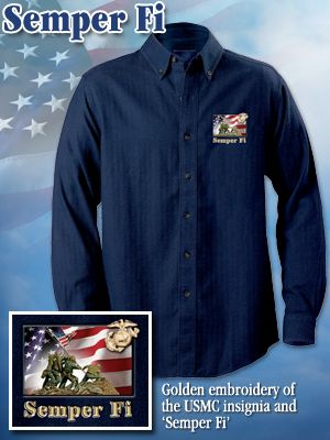 USMC Semper Fi Button Down Long Sleeved Shirt