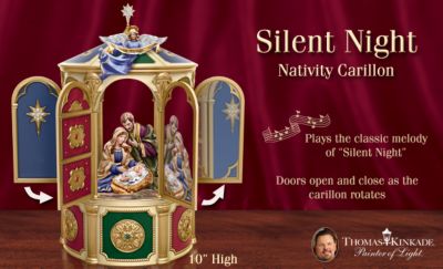 Thomas Kinkade Silent Night Nativity Carillon Music Box - First-Ever Thomas Kinkade Nativity Music Box Expounds the Wonders of a Silent Night with Authentic Renaissance Inspiration!