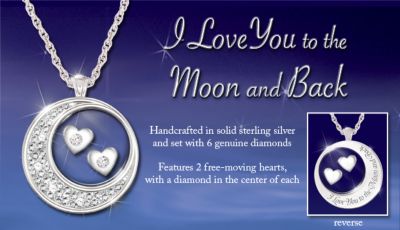 Sterling Silver And Diamond Pendant Necklace: I Love You To The Moon And Back - Moonlit Devotion! Sterling Silver Diamond Pendant Necklace Celebrates a Deep and Abiding Love! Ideal Diamond Jewelry Gift