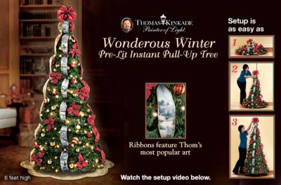 Thomas Kinkade Pre-Lit Pull-Up Christmas Tree 