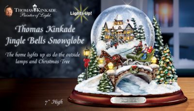 Thomas Kinkade Jingle Bells Illuminated Musical Christmas Snowglobe