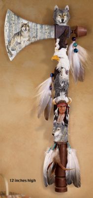 The Bradford Exchange Season Of The Wolf Tomahawk Wall Decor Art