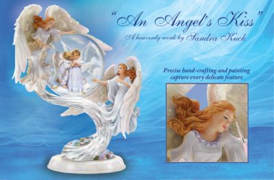 Sandra Kuck An Angels Kiss Figurine - Heavenly Angel Art Collectible Touches Your Home with a Swirling Shimmer of Heavenly Joy! An Exclusive Sandra Kuck First!